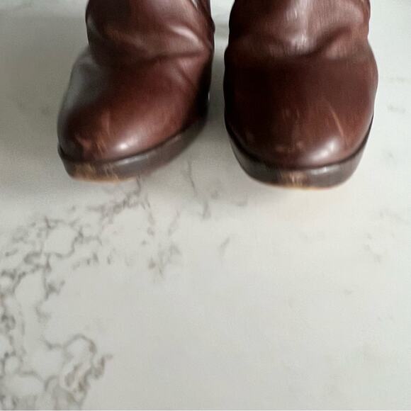 Max & Co Brown Leather Heeled Slouchy Mid Calf Boots Womens size 38 - Picture 4 of 14